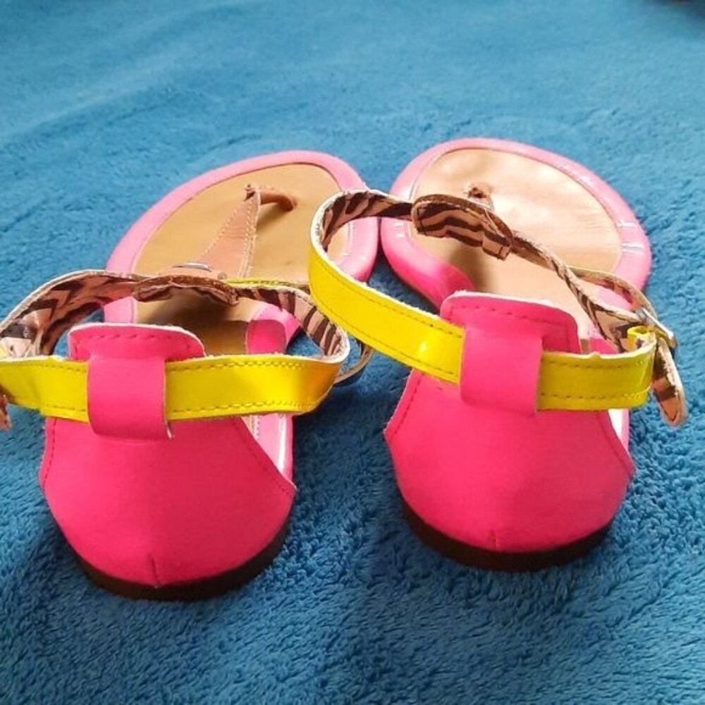 Sperry Pink Yellow Neon Top Sider Thong Strappy Sandals Size 6 - Picture 8 of 15